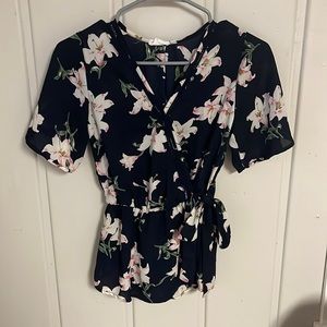 Sienna Sky Navy Floral Blouse, Size XS